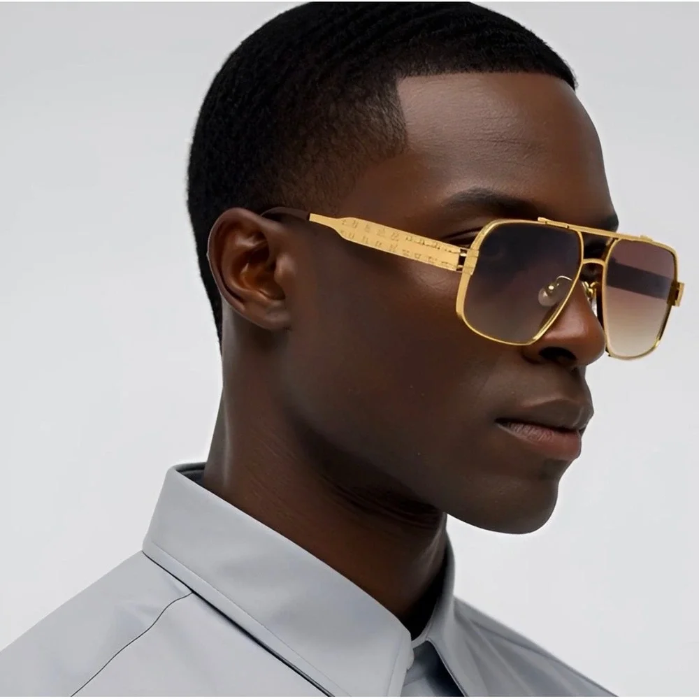 Mens Hip Hop Sunglasses Square Brown Gradient‎ Lens Textured Frame UV400 Lentes